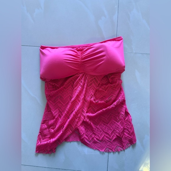 Vince Camuto Dragon Fruit Crochet Draped Tankini M - Picture 7 of 15